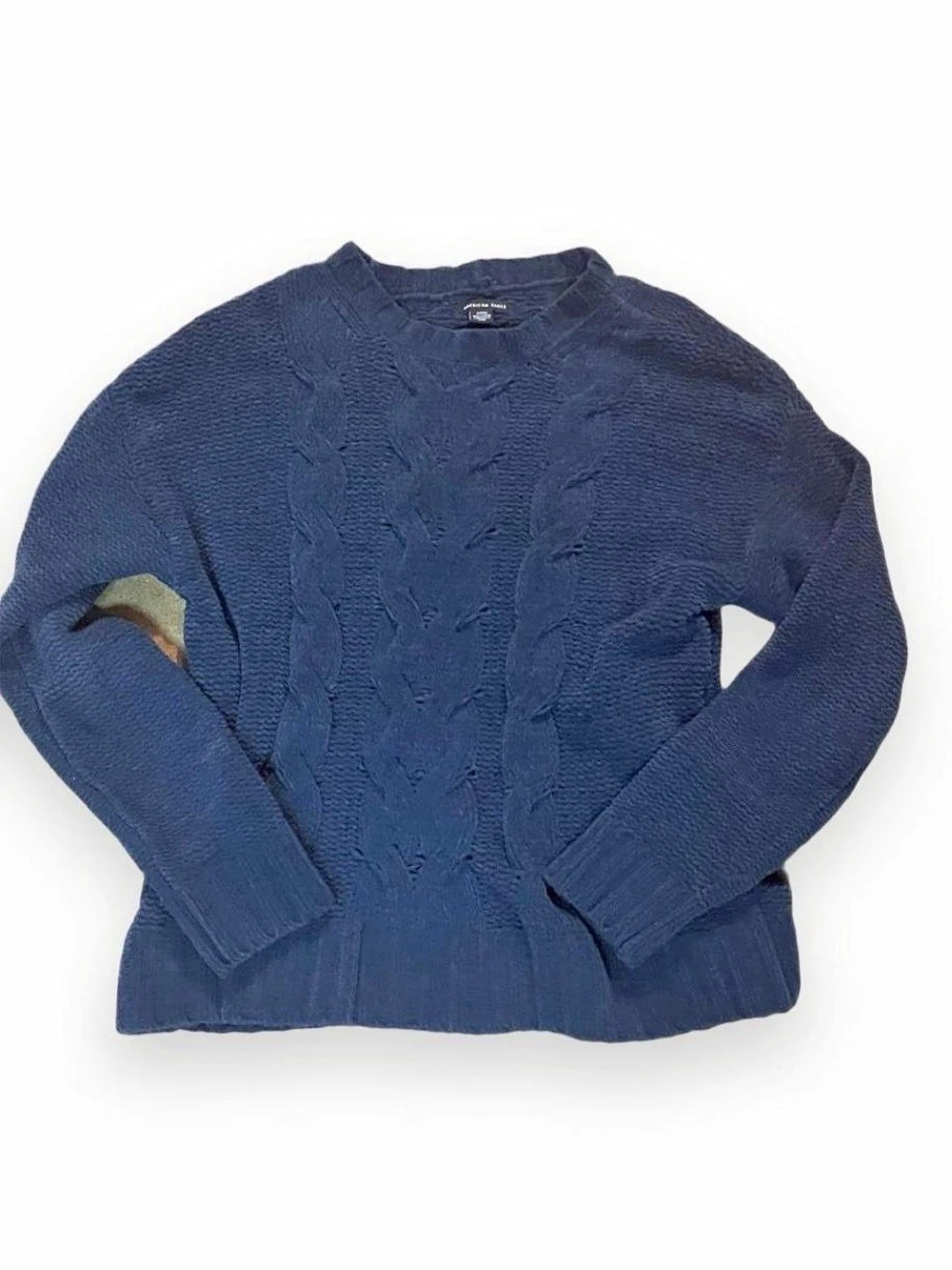 American Eagle Cable Knit Crewneck Blue